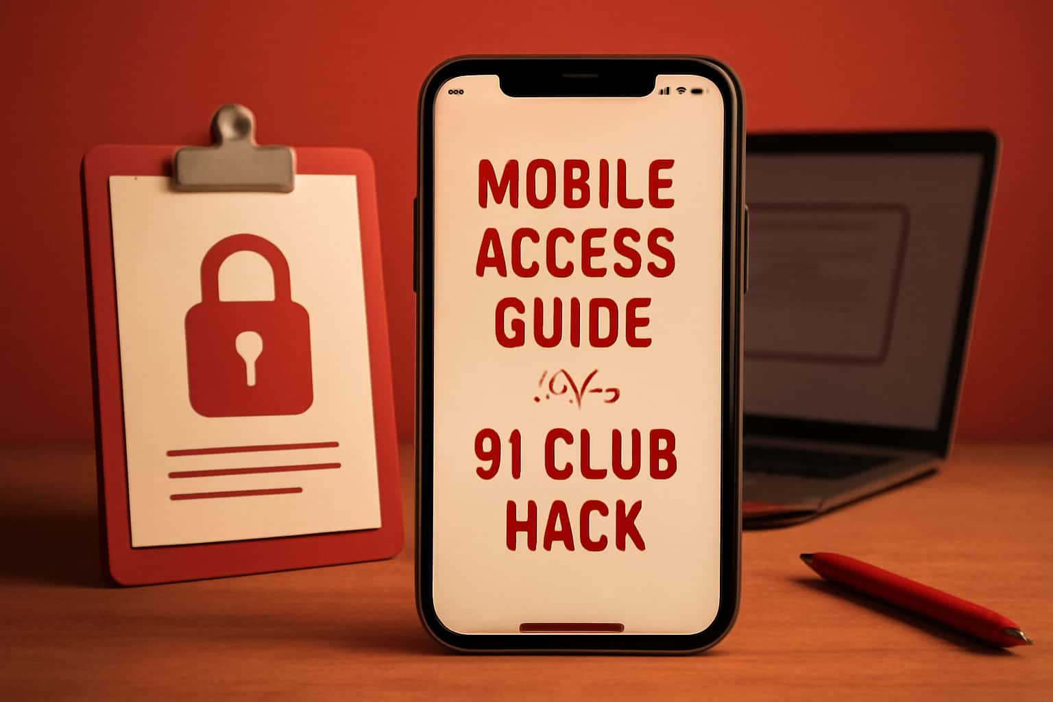 Illustration of a mobile device displaying the 91 Club Hack app interface.
