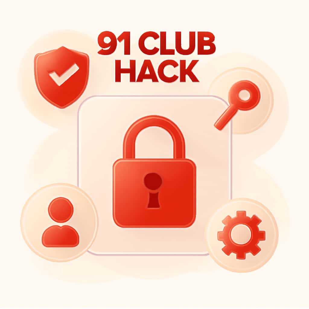 An educational diagram on securing online accounts with the text '91 Club Hack'.